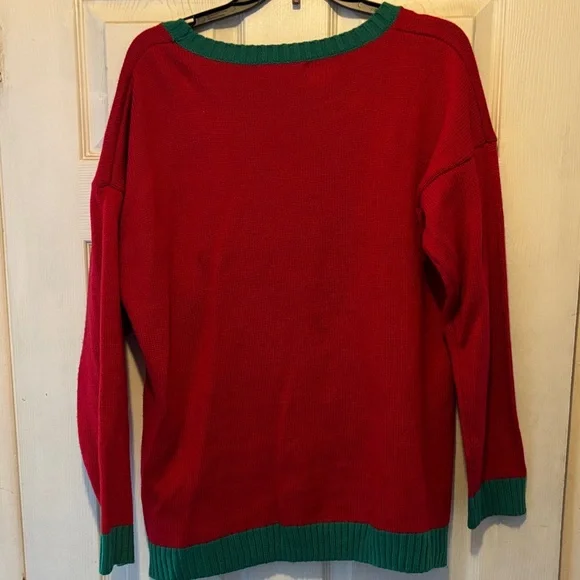 32 Degrees Red and Green Christmas Cat Sweater Size XL - Picture 2 of 5